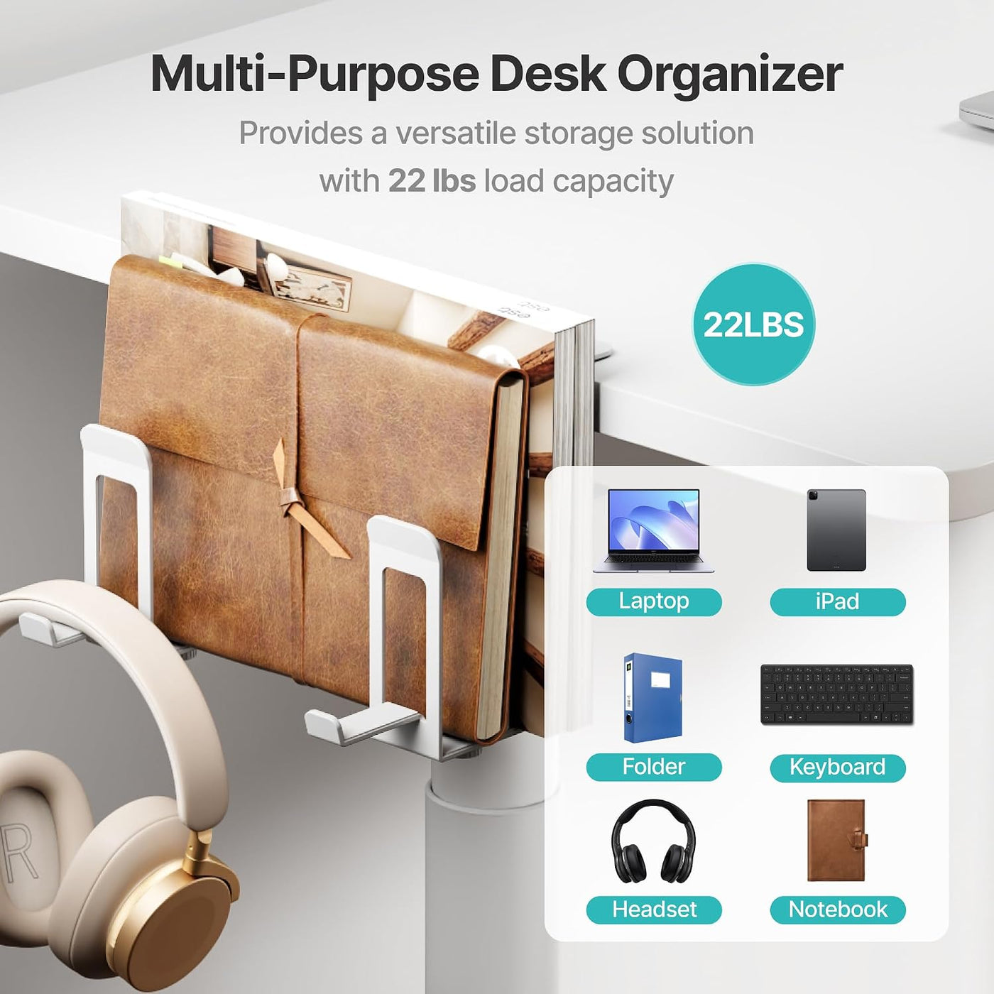 PEGZONE Soporte vertical para laptop con 2 ranuras para debajo del...