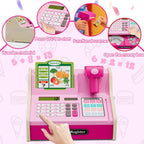 Caja Registradora de Madera para Niños con Calculadora Real, Color