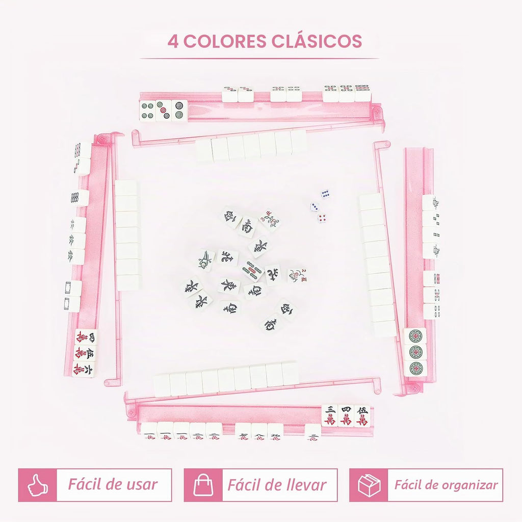 Racks transparentes premium para Mahjong con empujadores, paquete de 4 racks antideslizantes de acrílico