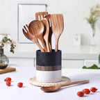 Utensilios de madera de 13 pulgadas de largo para cocinar, cucharas de madera de mango largo para cocinar, juego de 7 PIEZAS de cucharas de madera para manualidades, juego de utensilios de