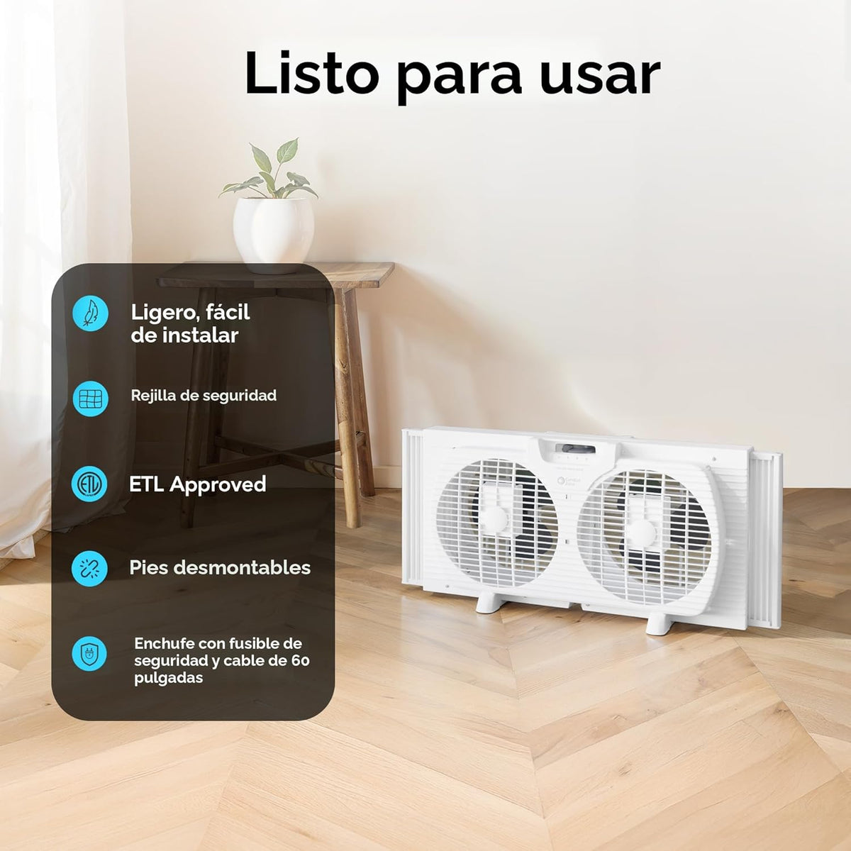 Comfort Zone - Ventilador reversible de ventana doble con 3 velocid...