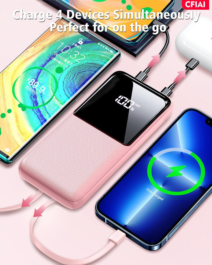 CFIAI Cargador Portátil Power Bank 20000mAh - Rojo Suave