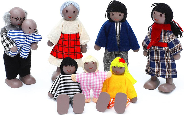 ONEST Juego de Familia de Casa de Muñecas de Madera de 17 Piezas, M...