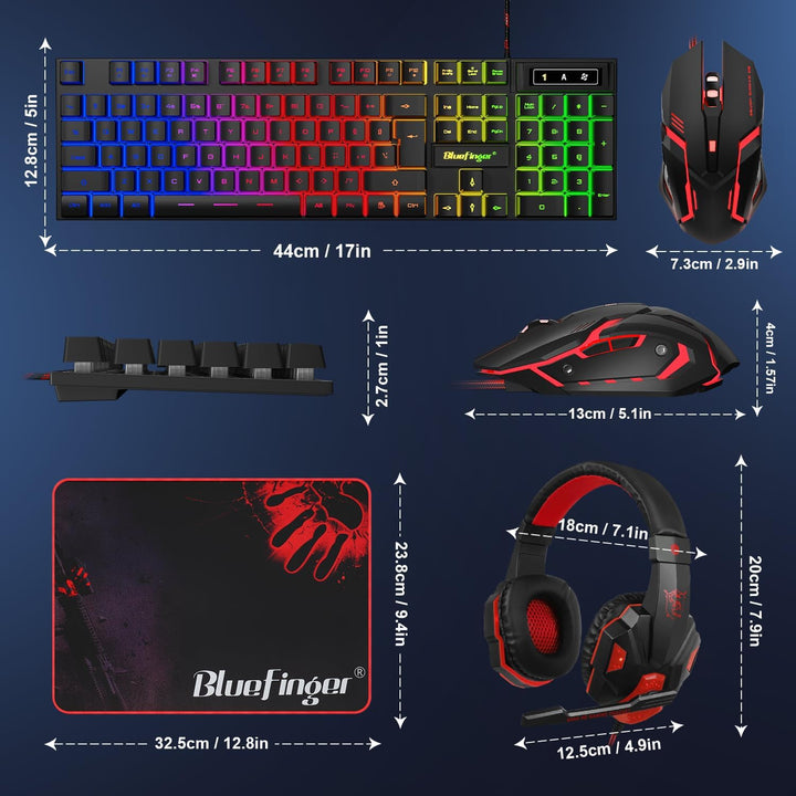 BlueFinger Combo de teclado RGB para juegos y mouse