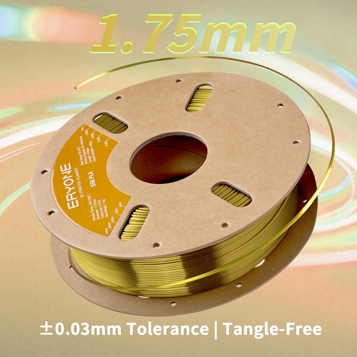 ERYONE Filamento PLA de seda para impresora 3D de 0.069 in +\/- 0.0...