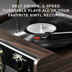 Victrola Metropolitan - Tocadiscos Bluetooth 4 en 1, Radio - Nogal