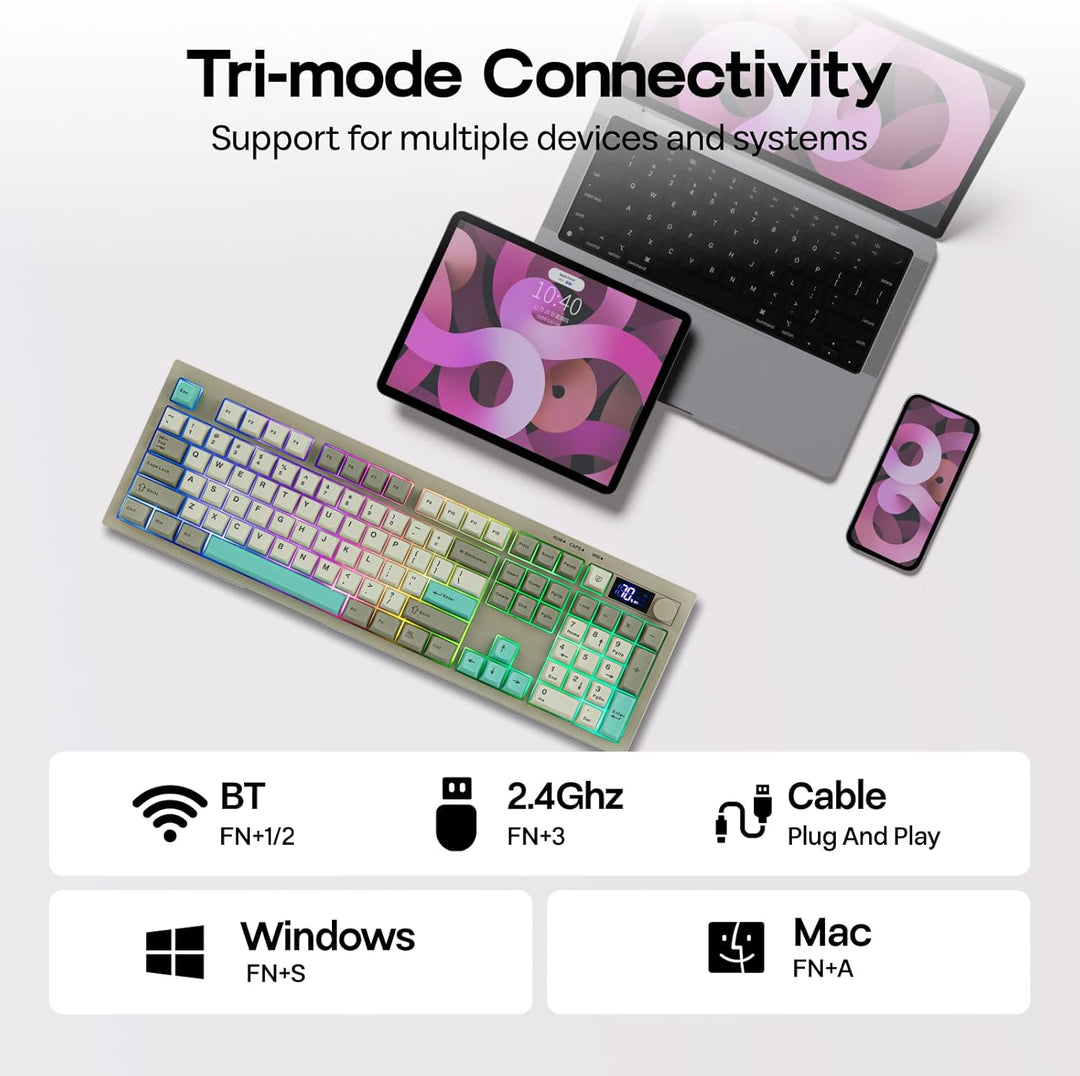 EPOMAKER Aula S102 PRO - Teclado de membrana para juegos con pantal...