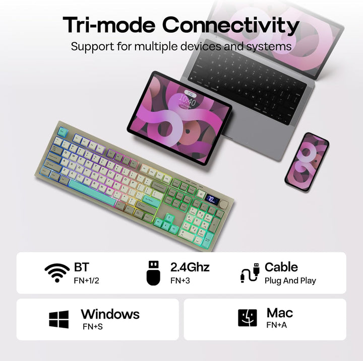 EPOMAKER Aula S102 PRO - Teclado de membrana para juegos con pantal...