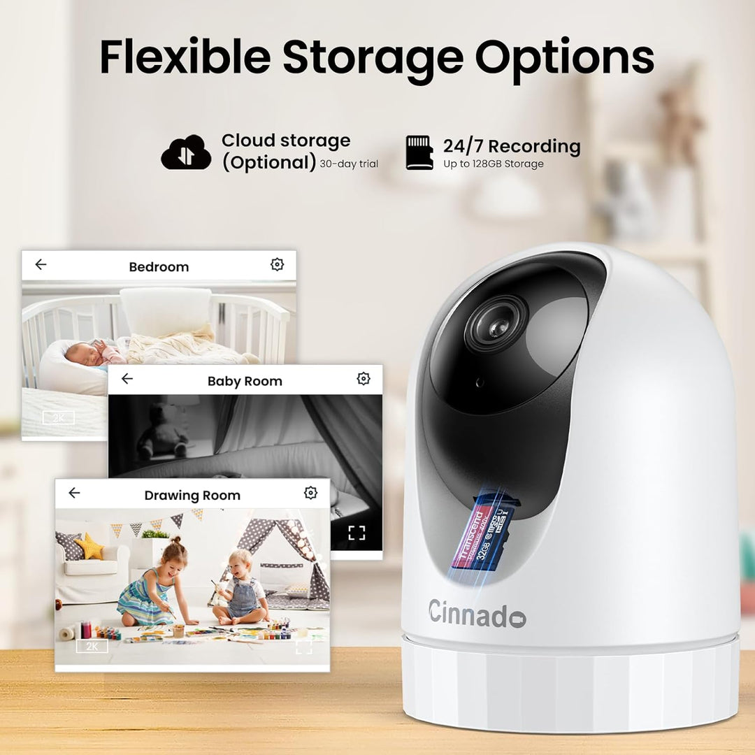 Cinnado - Cámara de seguridad para interiores 2K, cámaras WiFi 360°...