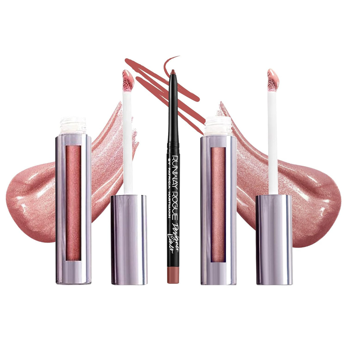 Kit LuxGloss de Runway Rogue con 2 tubos de brillo de labios brillantes hidratantes