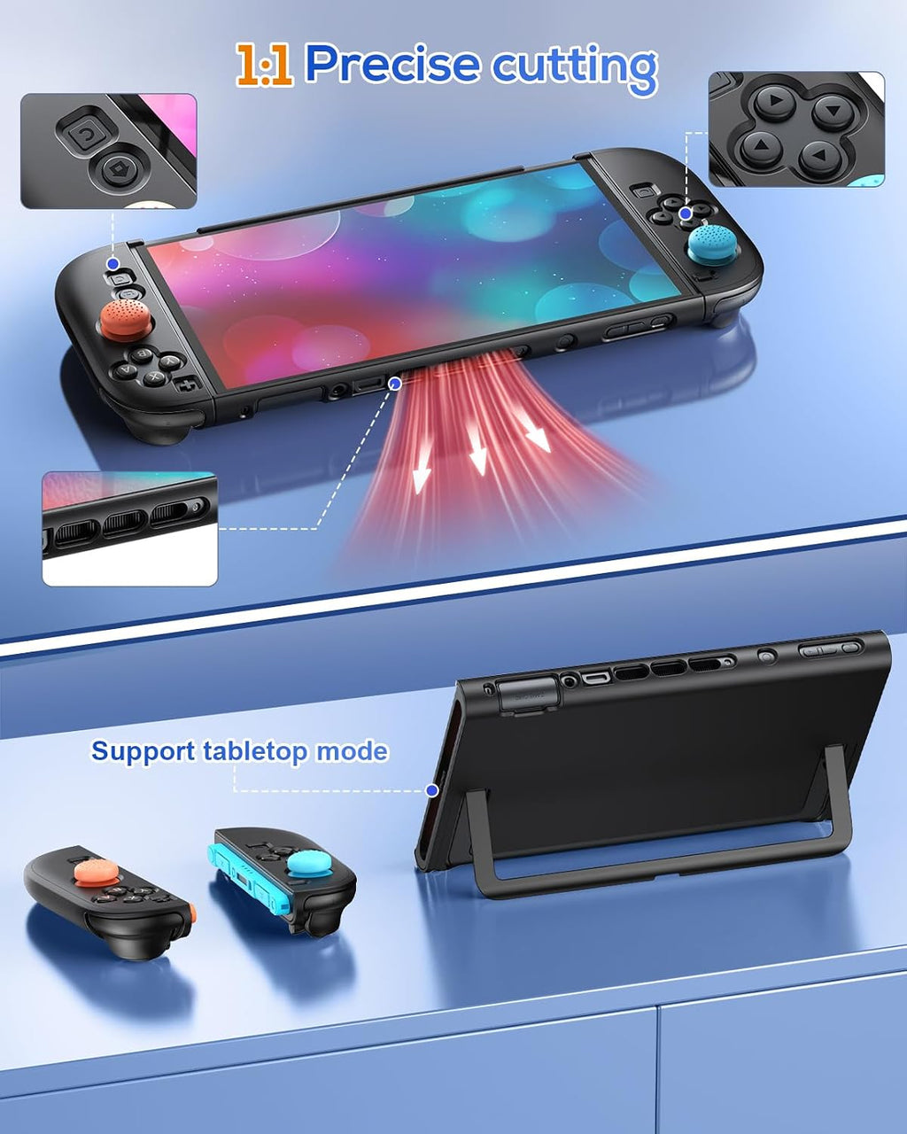 FYOUNG Estuche protector mejorado para Switch 2 y juego de protector de pantalla, funda compatible con base