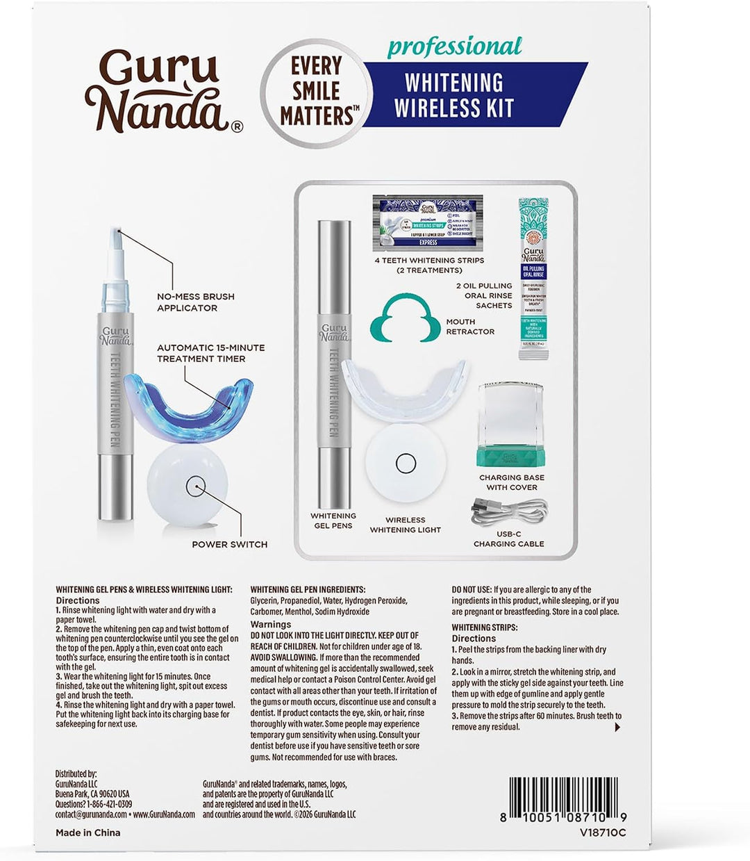 GuruNanda Kit inalámbrico profesional para blanquear los dientes co...