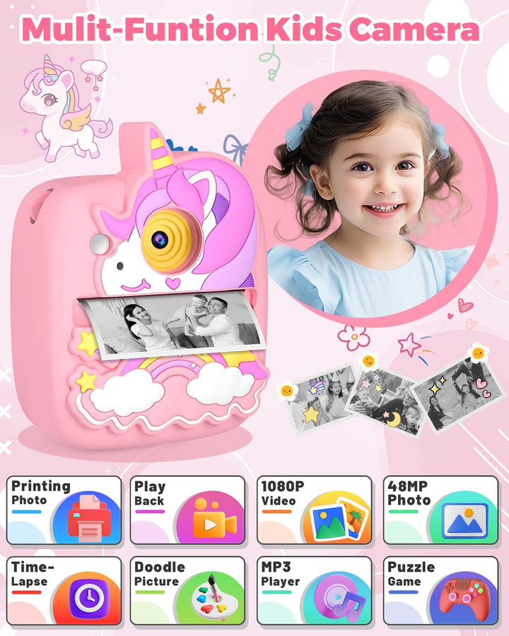 Cámara para niños con impresión instantánea, regalos de Navidad y c...