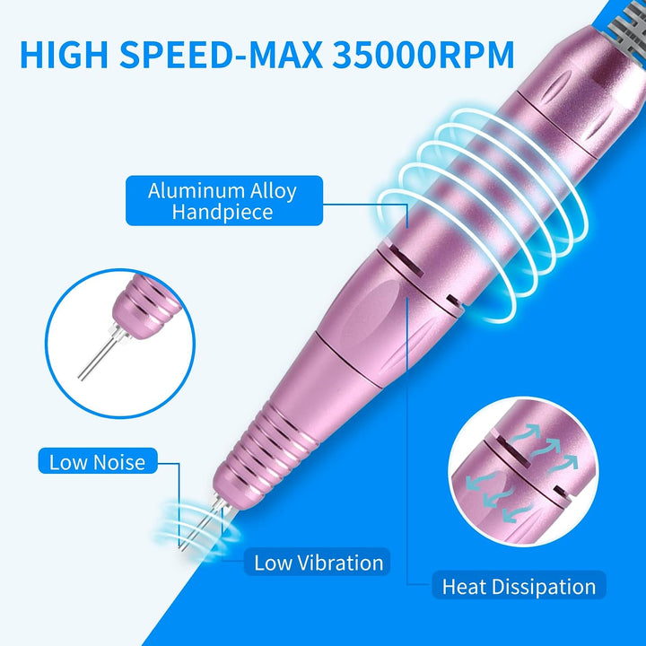 Taladro de uñas portátil profesional de 35000 RPM, máquina eléctric...