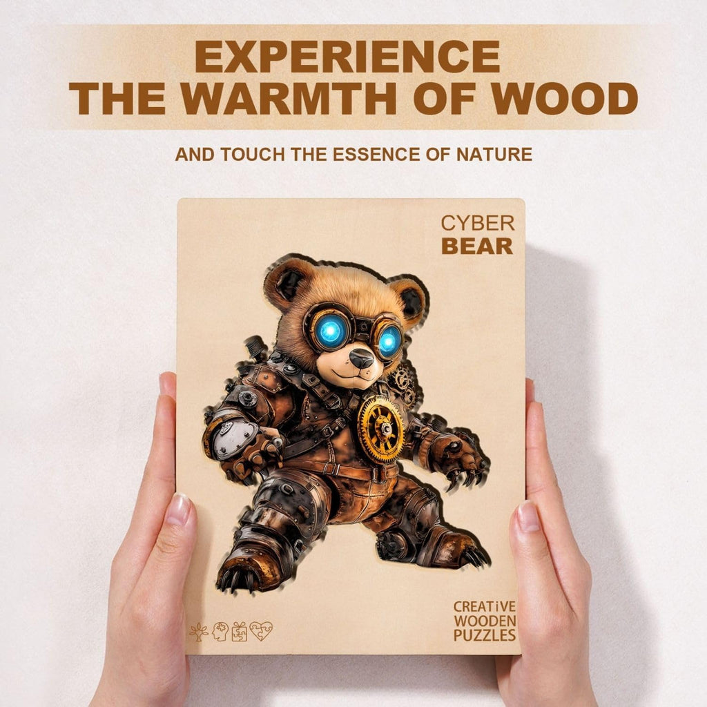 Rompecabezas de oso cibernético para adultos, regalos de madera, 140 piezas de 11.4 x 10 pulgadas