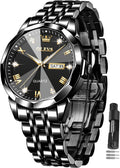 OLEVS Relojes para hombre de lujo de acero inoxidable 30M impermeable