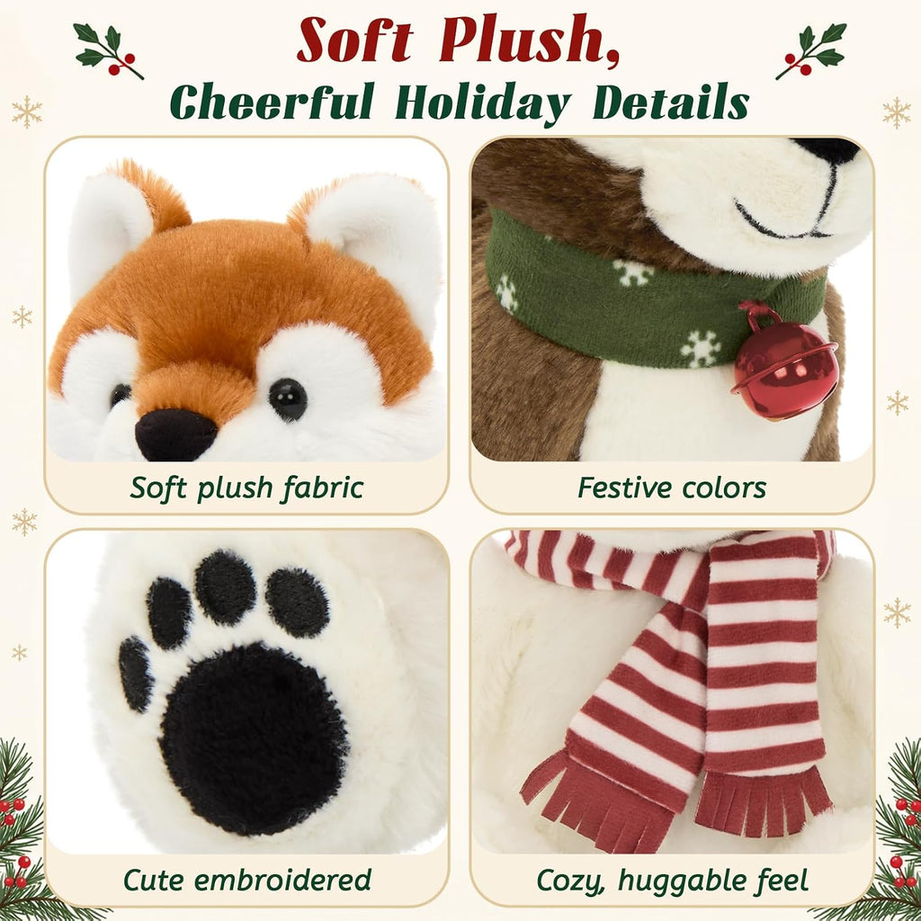 MorisMos Juego de animales de peluche navideños, oso polar de reno