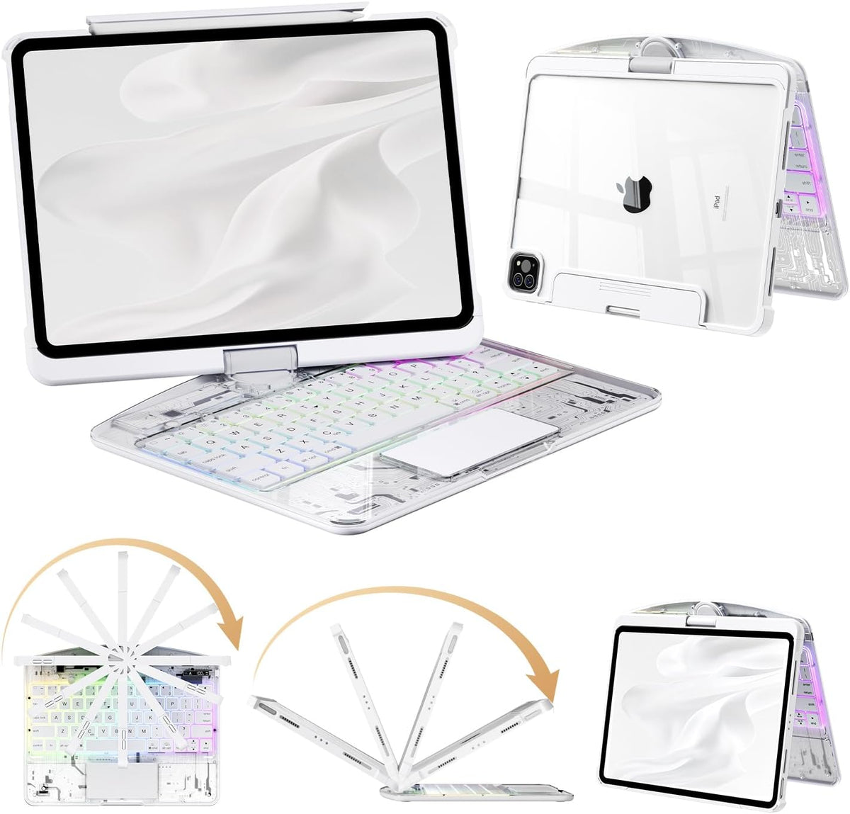 Funda de teclado Bluetooth inalámbrica de 360 ° para iPad Air de 13