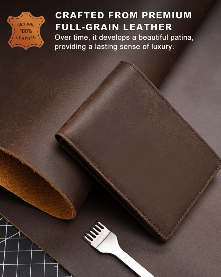 BROSHOPP Billetera Airtag para Hombres, Billetera Bifold de Cuero d...