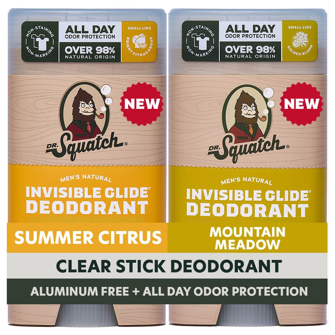 Dr. Squatch Invisible Glide Natural Desodorante para hombre, desliz...