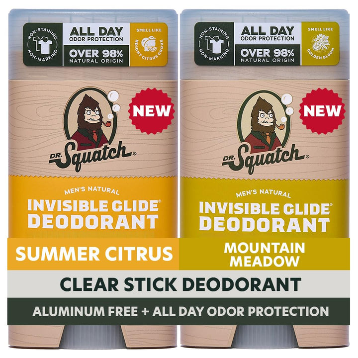 Dr. Squatch Invisible Glide Natural Desodorante para hombre, desliz...