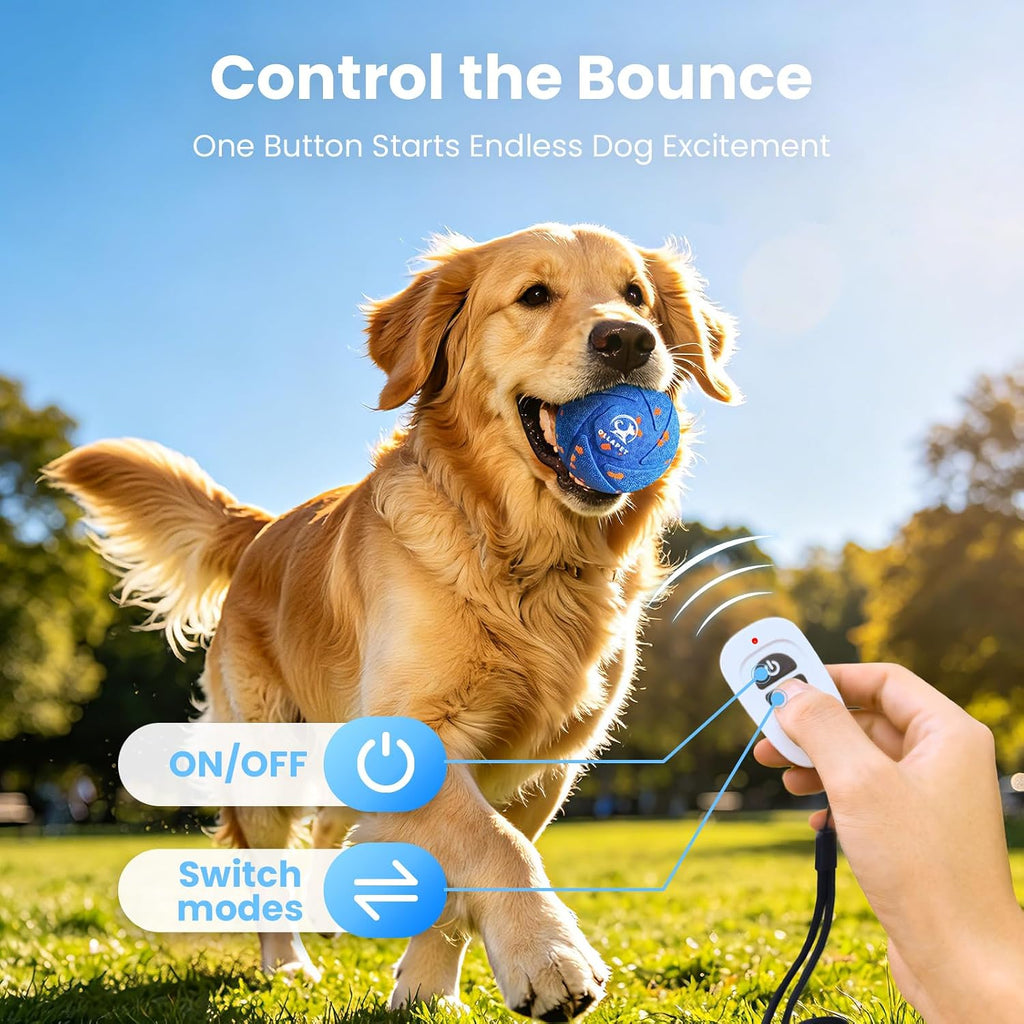 Smart - Pelota interactiva de juguetes para perros, bola de rebote y rodamiento automático, material de E-TPU resistente a las masticaciones, 3 modos interactivos, IPX7 impermeable