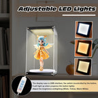 Vitrina de acrílico transparente con luz LED para coleccionables de trofeos, 8 x 8 x 12 inches