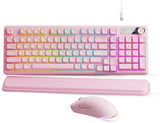 EWEADN C98 Combo de teclado y mouse con cable, teclados ergonómicos...