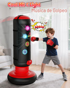 HopeRock Punching Bag para Niños, Juego de Boxeo con Puntuación, Luz, Música, 4 Modos de Juego, Bolsa de Boxeo Inflable con Guantes, Juguetes de Regalo de Cumpleaños para Niños de 4-8-12 Años