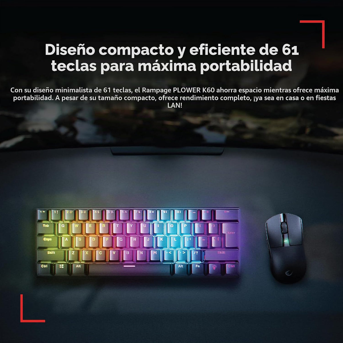 Rampage Plower K60 Teclado mecánico para juegos \u2013 62 teclas, r...