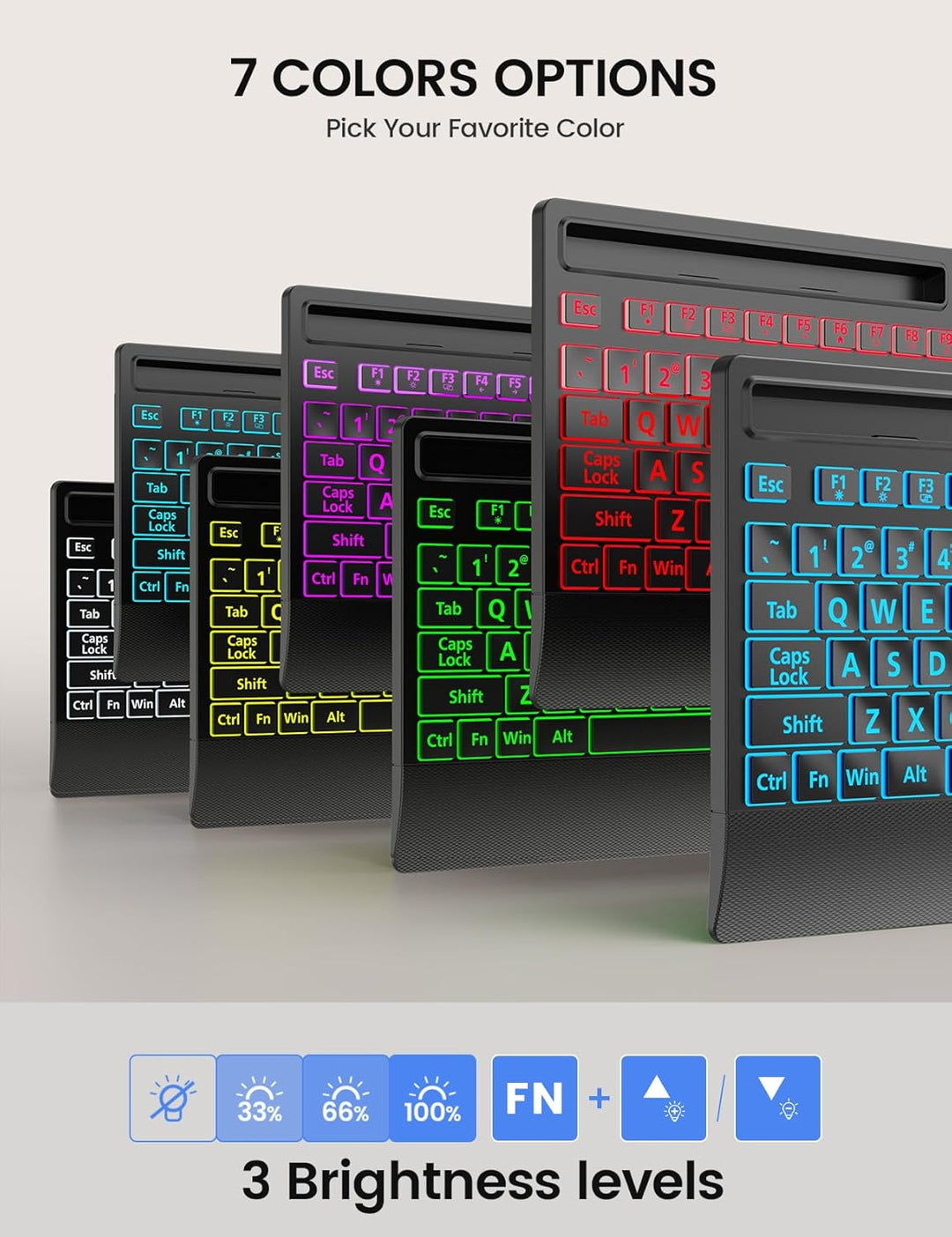 SABLUTE Teclado retroiluminado de impresión grande teclado