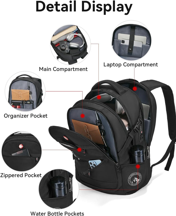 CROSSGEAR Mochila para laptop de 17.3 pulgadas para hombres y mujer...