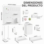 Organizador de Panel de Goteo de Metal Blanco, 15.75 pulg. con ganchos y estantes
