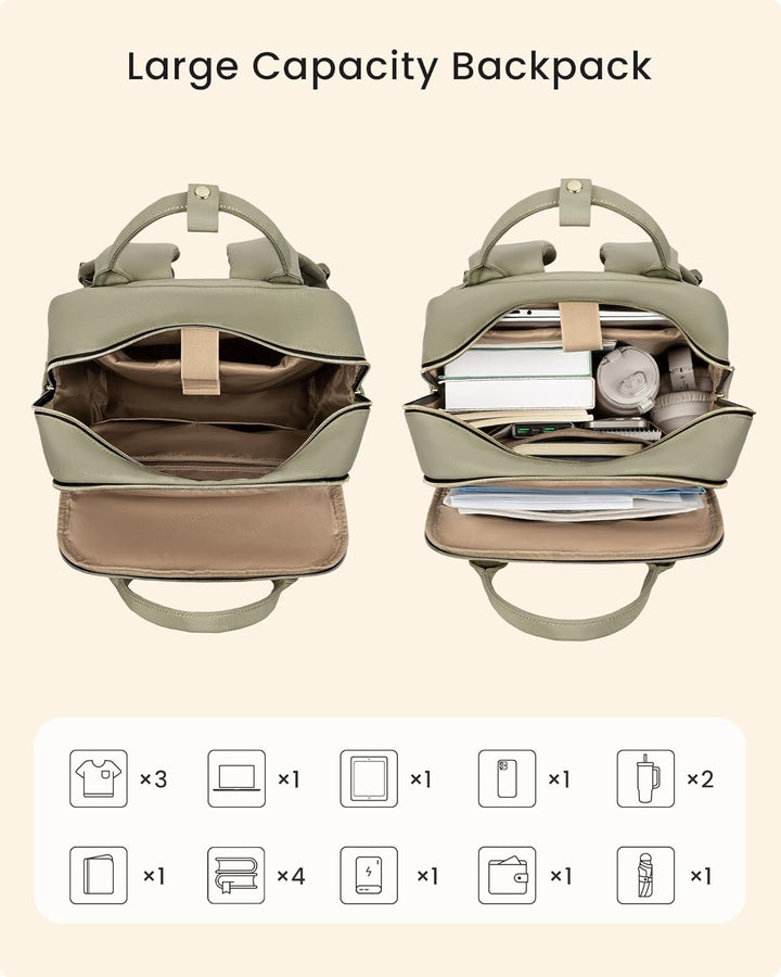 LOVEVOOK - Mochila para laptop para mujer con bolsillo portabotella...