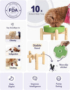 LE TAUCI Cuencos de cerámica para perros de alimentación lenta, elevados para razas pequeñas, anti-engullimiento, antideslizantes, 6 pulgadas, verde