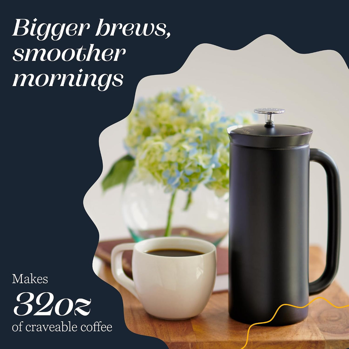 ESPRO P7 Prensa francesa, 32 onzas, negro mate, cafetera de acero