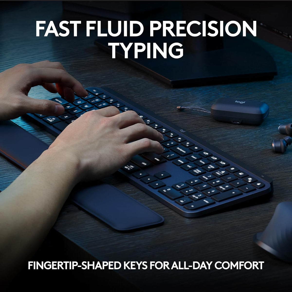 Logitech MX Keys S - Teclado inalámbrico, perfil bajo, escritura si...