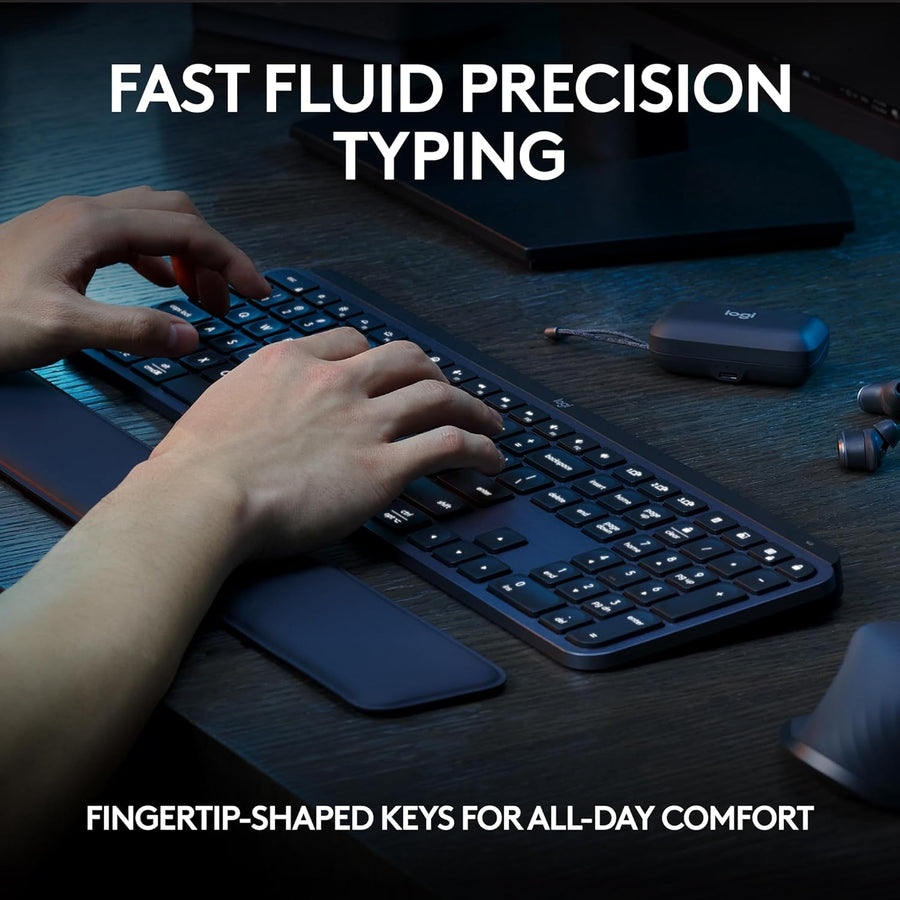 Logitech MX Keys S - Teclado inalámbrico, perfil bajo, escritura si...