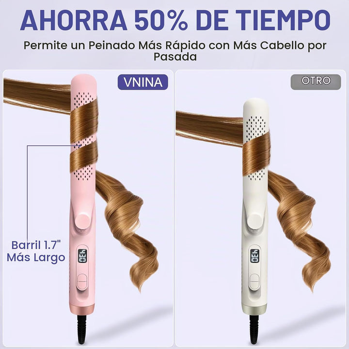 Plancha de pelo 2 en 1, rizador de flujo de aire frío de 360°, riza...