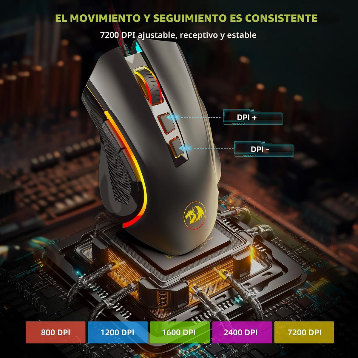 Redragon M602 Mouse para juegos, mouse ergonómico RGB para juegos c...