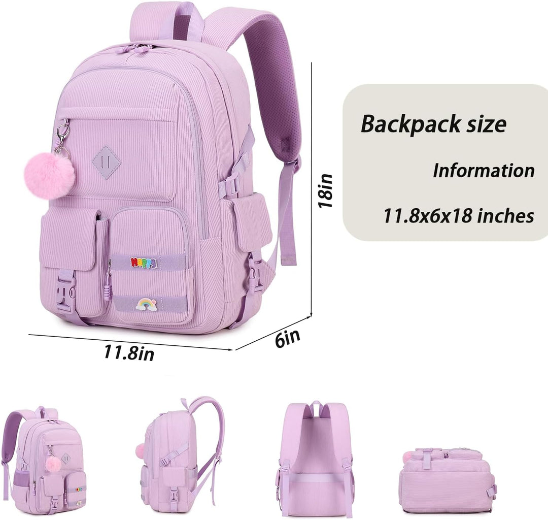 BLUWEI Mochila para laptop para niñas, mochila de pana para adolesc...
