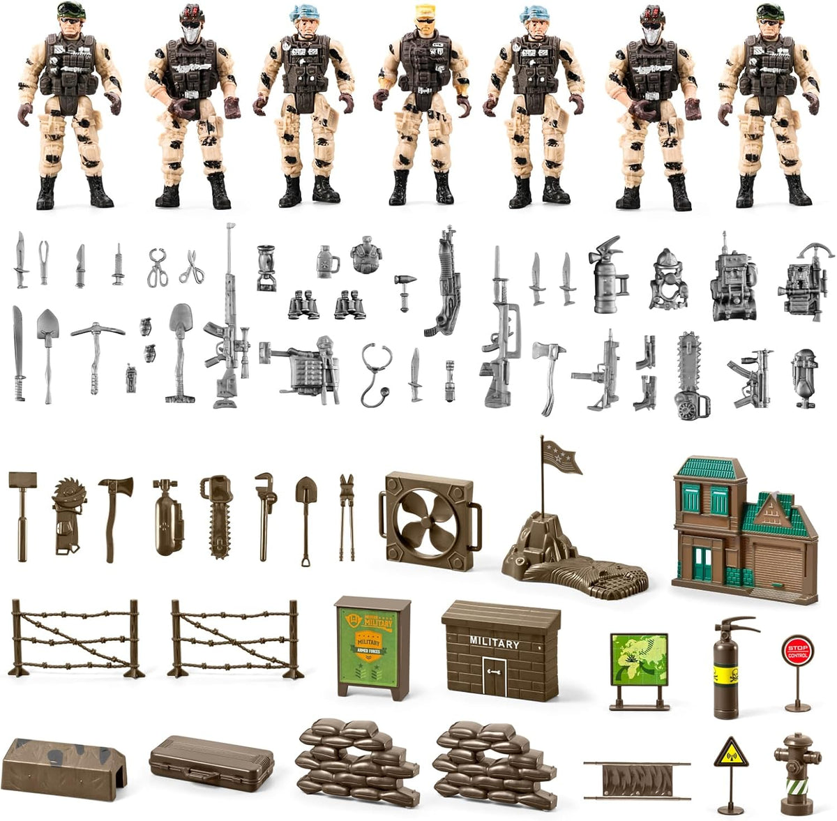 Juego de juguetes 78 en 1 para hombres del ejército con camión militar realista, A-(78 en 1)