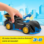Fisher-Price Imaginext DC Super Friends Batman juguete de Batimóvil que se agita y gira con figura articulable para juego de rol para niños de 3+ años