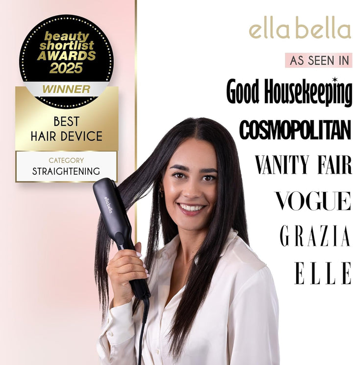 ELLA BELLA® Plancha plana de titanio para alisar el cabello (con in...