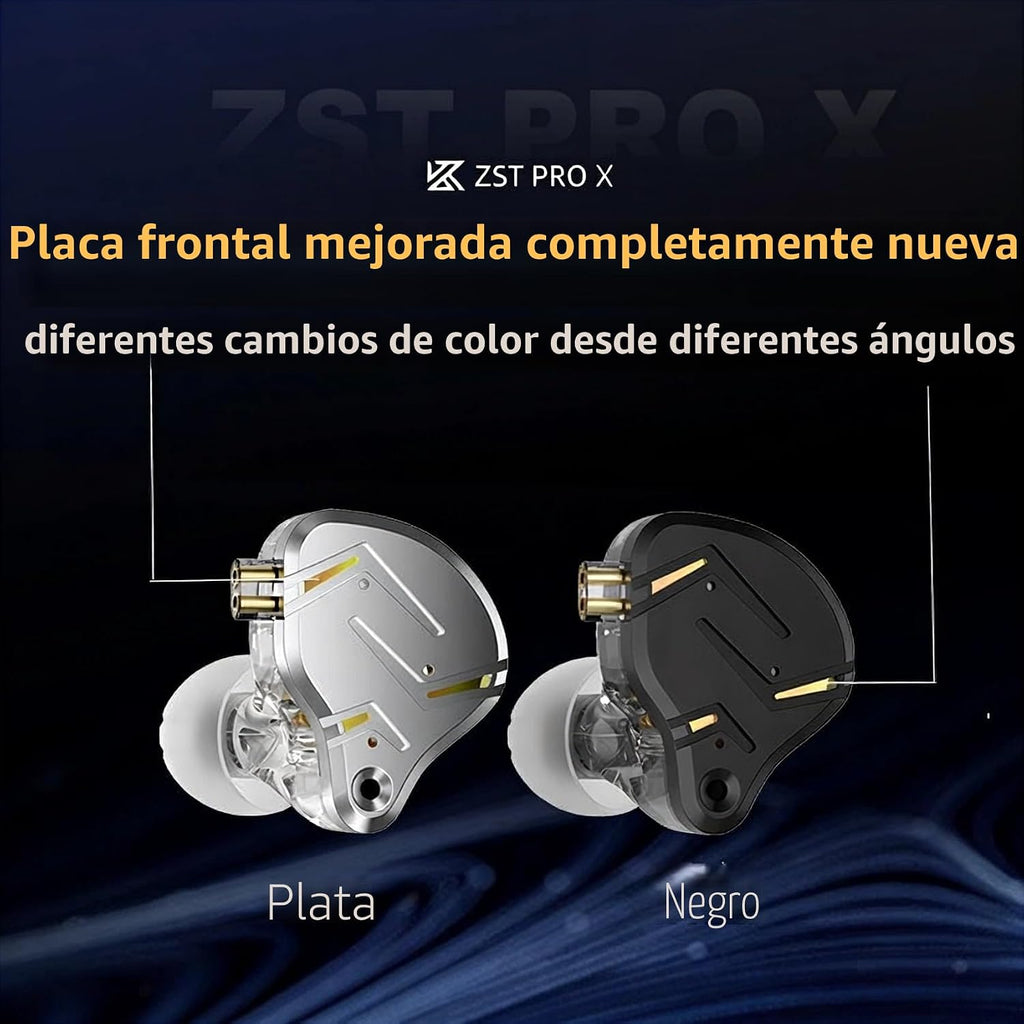 KZ ZST PRO X - Auriculares con monitor intrauditivo, 1BA 1DD híbrido con cable para juegos, sonido de graves profundos, HiFi IEM para juegos, música, video, cantante, músico, batería (sin micrófono