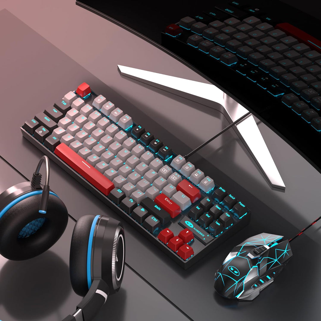MageGee Teclado mecánico 75% para juegos, interruptor azul, retroil...