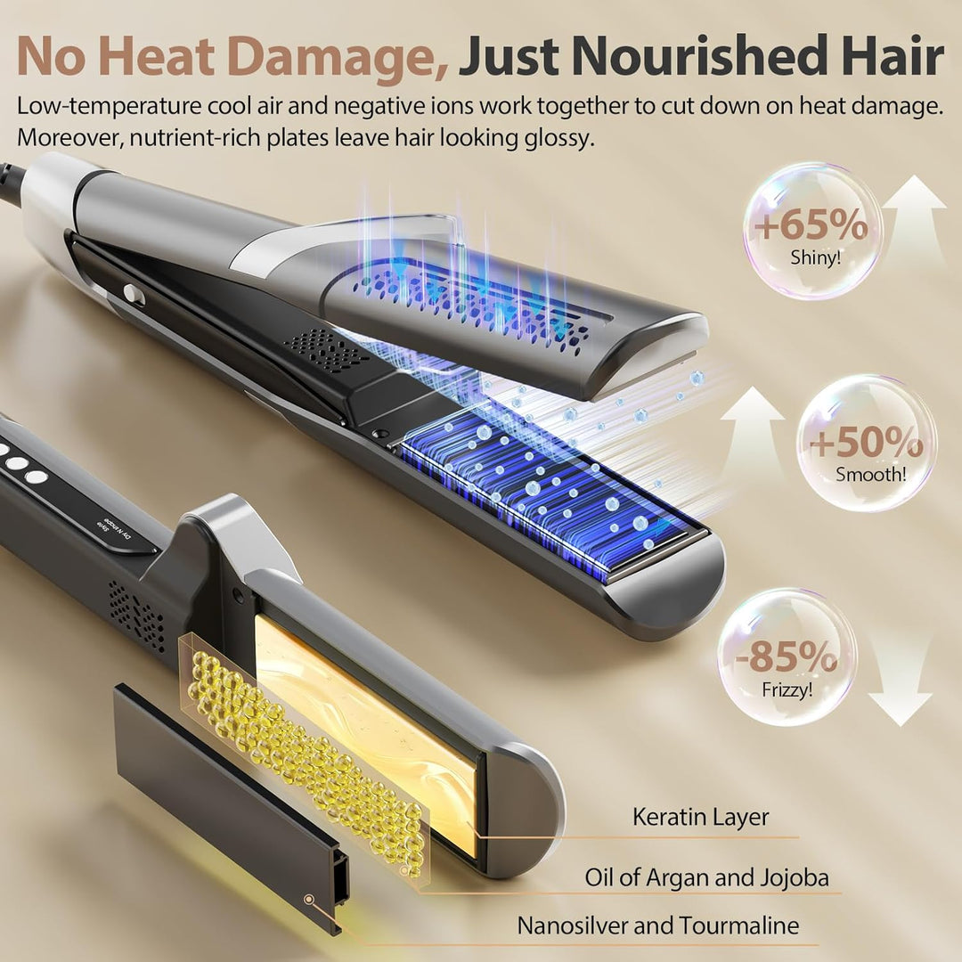 Quico Alisador de aire, plancha iónica de cabello húmedo a seco con...