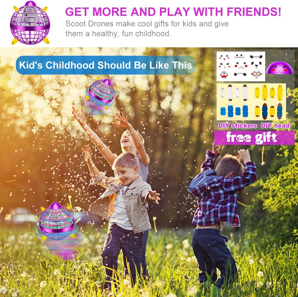 Juguete de bola de orbe volador 2026, bola flotante, juguetes geniales regalos para niños de 6, 7, 8, 9, 10, 11, 12 años, niños, niñas, adolescentes, mini dron de mano, globo cósmico
