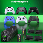 Estación de carga con batería recargable de 2 x 5520 mWh para mandos Xbox One/Series X|S con base de carga dual y 4 cubiertas (Cotrollers no incluidos)