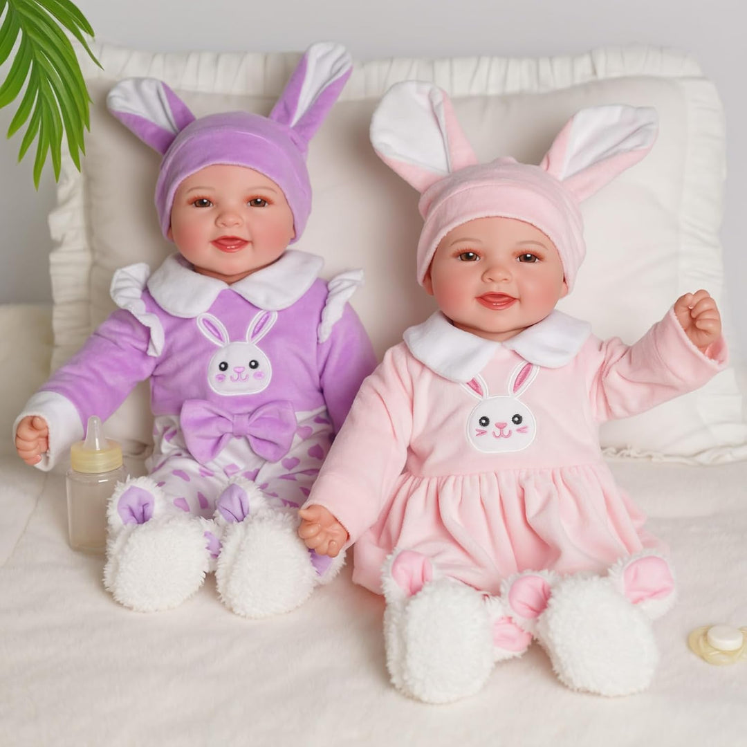 BABESIDE Muñecas bebé gemelas - 17" Muñecas recién nacidas geme...